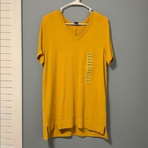 Adrianna Papell Mustard V-Neck Textured Blouse
